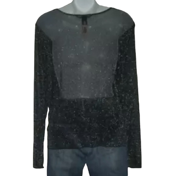 Victorias Secret Blouse Black Sheer Cyberpunk Futuristic Mesh Goth alt egirl y2k - Picture 4 of 9